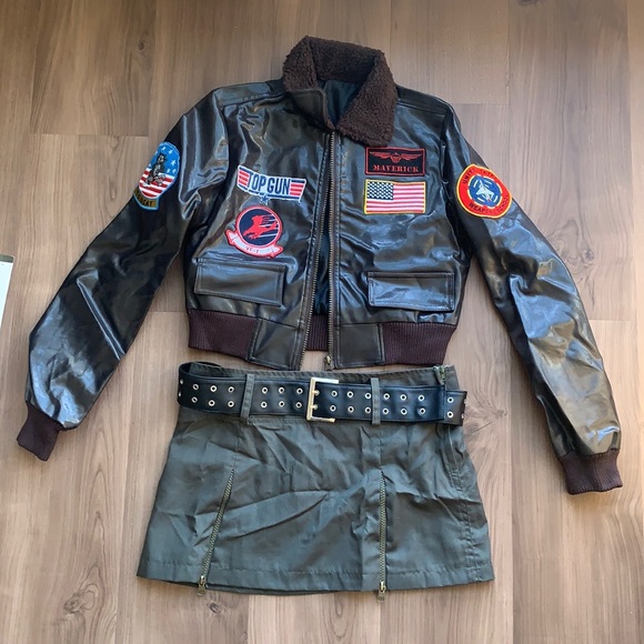 Y2K/Early 2000s Top Gun Bomber jacket set